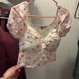 SO White Puff Sleeve Crop Blouse